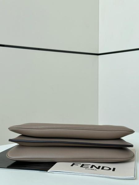 FENDI Peekaboo Calfskin One Shoulder Handbags Medium Size Women's Dove Gray 8BN353-AOVH-F0E65 size 33*10*25.5 cm 