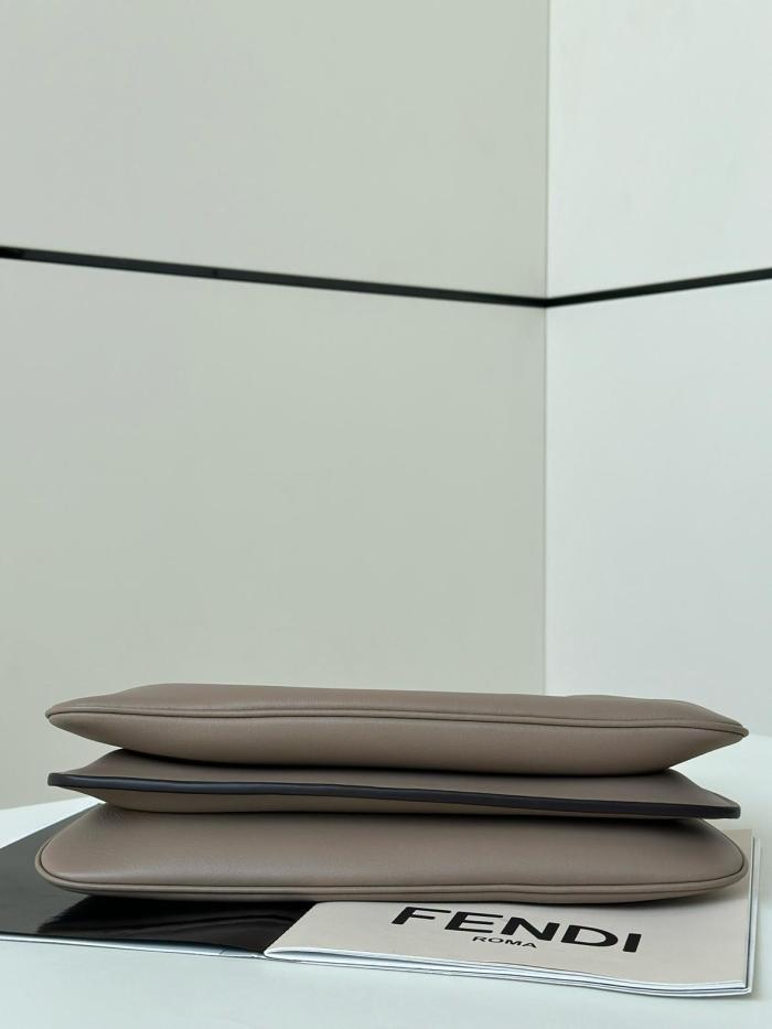 FENDI Peekaboo Calfskin One Shoulder Handbags Medium Size Women's Dove Gray 8BN353-AOVH-F0E65 size 33*10*25.5 cm 