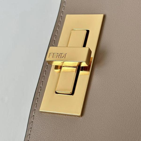 FENDI Peekaboo Calfskin One Shoulder Handbags Medium Size Women's Dove Gray 8BN353-AOVH-F0E65 size 33*10*25.5 cm 