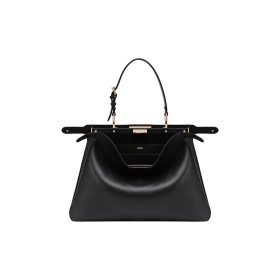 FENDI Peekaboo Calfskin Handbag Large Size Women's Black 8BN358-AOVH-F0KUR size 40.5*13*28 cm