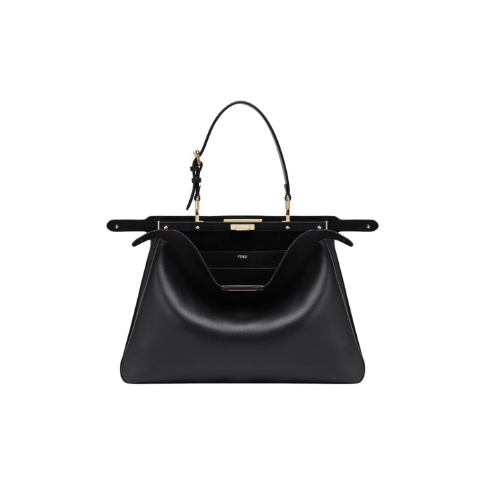 FENDI Peekaboo Calfskin Handbag Large Size Women's Black 8BN358-AOVH-F0KUR size 40.5*13*28 cm