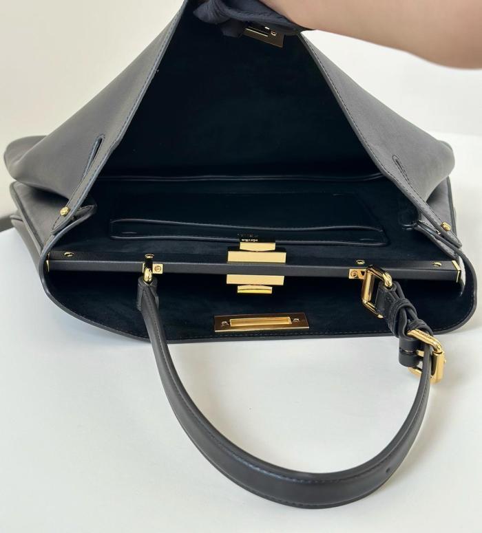 FENDI Peekaboo Calfskin One Shoulder Handbags Medium Size Women's Black 8BN353-AOVH-F0KUR size 33*10*25.5 cm