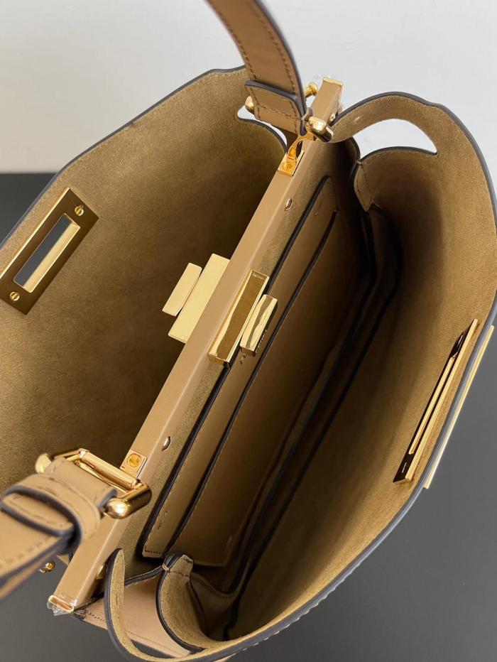 FENDI Calfskin One Shoulder Handbags Medium Size Women's Milk Coffee 8BN353-AOVH-F19P8 size 33*10*25.5 cm 