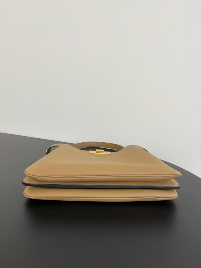 FENDI Calfskin One Shoulder Handbags Medium Size Women's Milk Coffee 8BN353-AOVH-F19P8 size 33*10*25.5 cm 