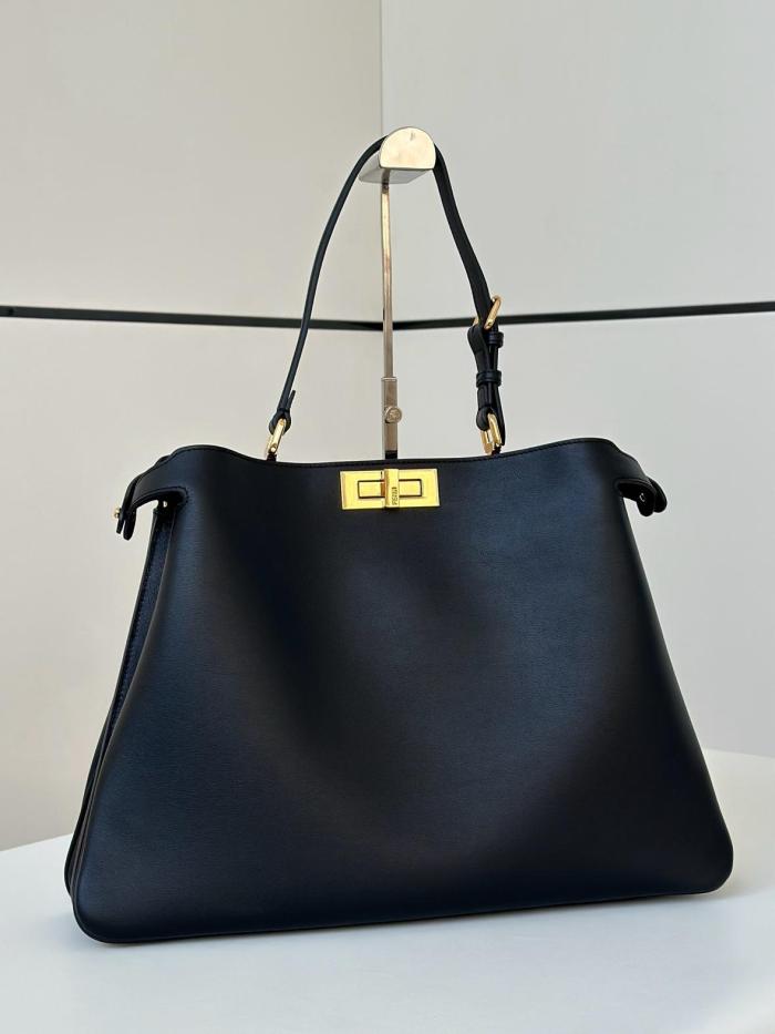 FENDI Peekaboo Calfskin One Shoulder Handbags Medium Size Women's Black 8BN353-AOVH-F0KUR size 33*10*25.5 cm