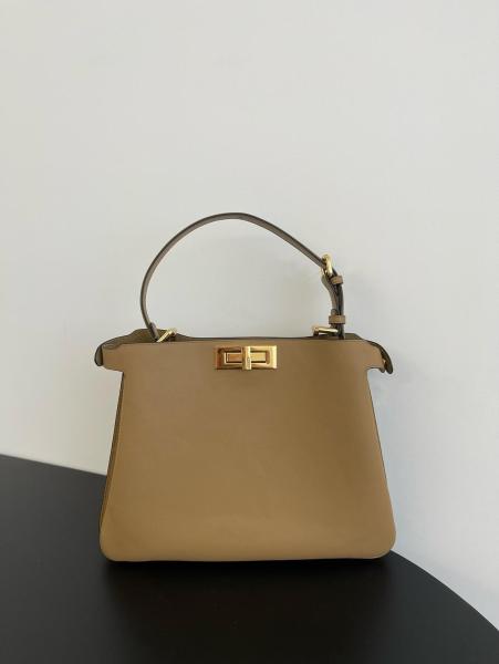 FENDI Calfskin One Shoulder Handbags Medium Size Women's Milk Coffee 8BN353-AOVH-F19P8 size 33*10*25.5 cm 