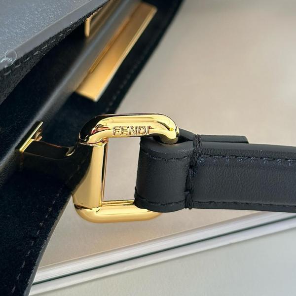 FENDI Peekaboo Calfskin One Shoulder Handbags Medium Size Women's Black 8BN353-AOVH-F0KUR size 33*10*25.5 cm