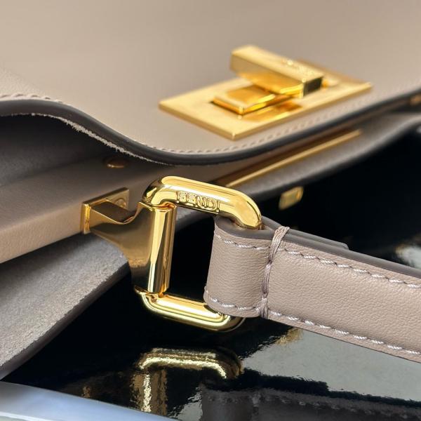 FENDI Peekaboo Calfskin One Shoulder Handbags Medium Size Women's Dove Gray 8BN353-AOVH-F0E65 size 33*10*25.5 cm 