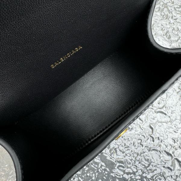 Balenciaga Hourglass Leather One Shoulder Handbags Small Size Women's Black 33258524072144133 size 23*9.5*14 cm