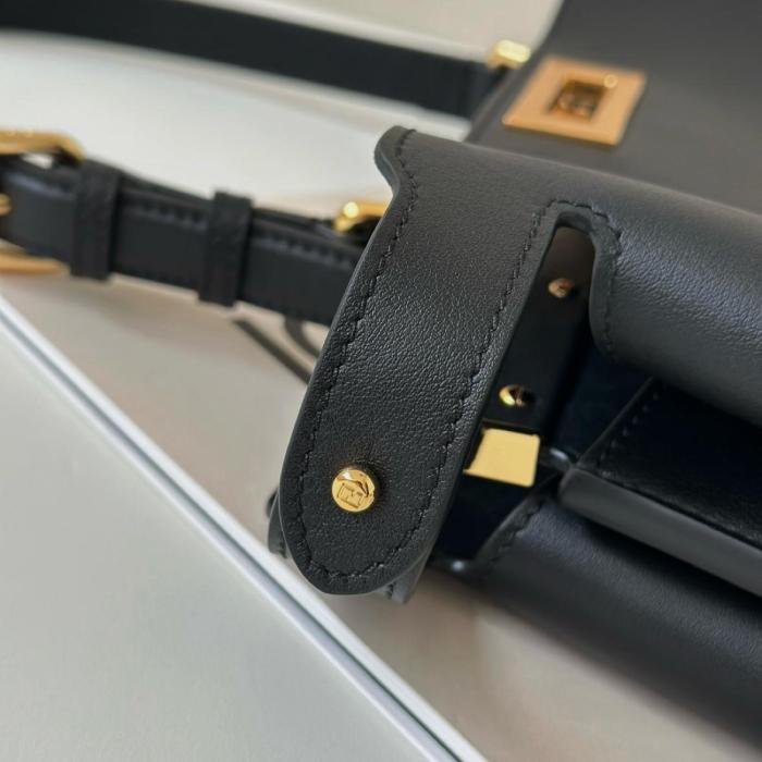 FENDI Peekaboo Calfskin One Shoulder Handbags Medium Size Women's Black 8BN353-AOVH-F0KUR size 33*10*25.5 cm