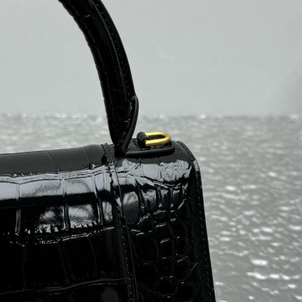 Balenciaga Hourglass Leather One Shoulder Handbags Small Size Women's Black 33258524072144133 size 23*9.5*14 cm
