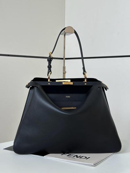 FENDI Peekaboo Calfskin One Shoulder Handbags Medium Size Women's Black 8BN353-AOVH-F0KUR size 33*10*25.5 cm