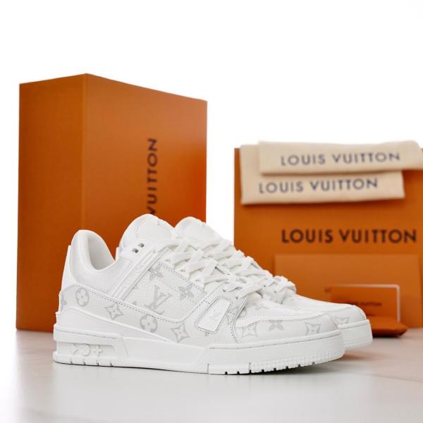 LOUIS VUITTON Trainer Skateboard Shoes Men Low-Top White