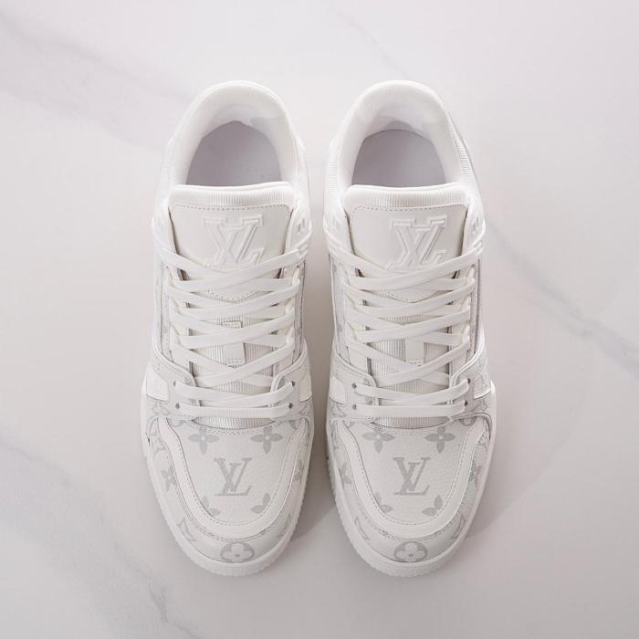 LOUIS VUITTON Trainer Skateboard Shoes Men Low-Top White