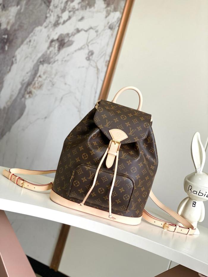 LOUIS VUITTON Montsouris Monogram Coated Canvas Backpack Medium Size Women's Brown M11197 size 35*21*38 cm