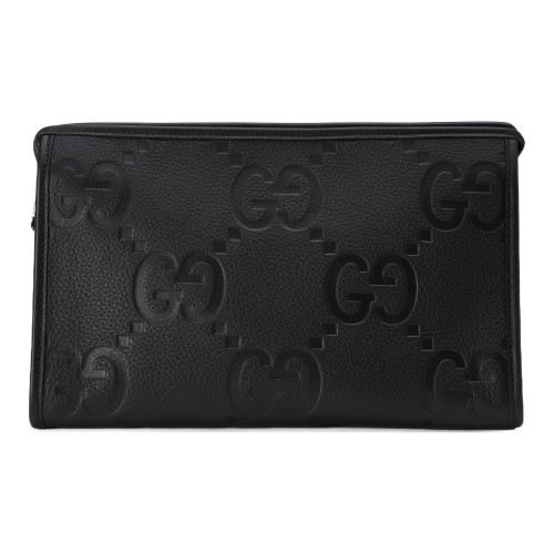 GUCCI Leather Clutch Large Size Men's Black 739490-AABY0-1000 size 28.5*9*18 cm