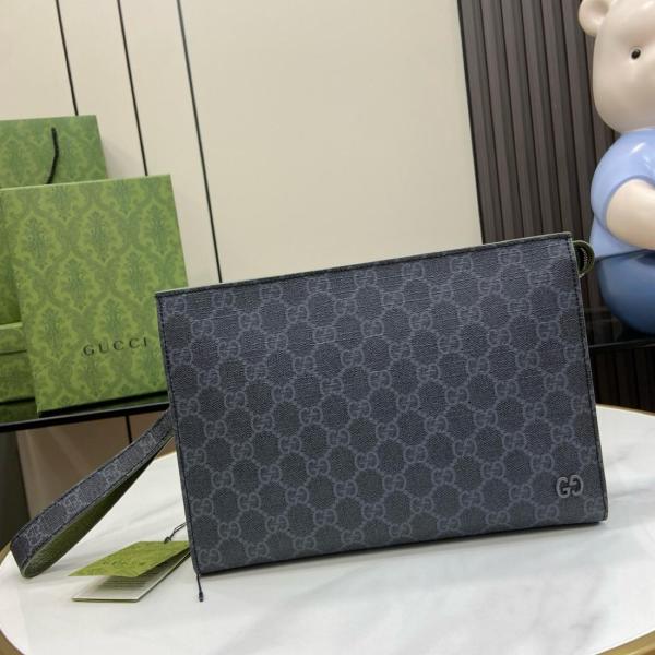 GUCCI Gg Detailed Zipped Clutch Bag 768255FACQC1048 size 26*6*18 cm