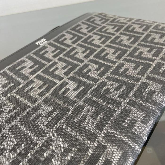 FENDI Cotton With Calfskin Clutch Medium Size Men's Black 7N0134-AFBV-F1IKJ size 30*1*20.5cm