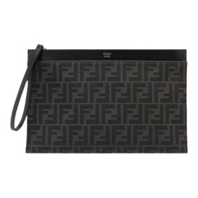 FENDI Cotton With Calfskin Clutch Medium Size Men's Black 7N0134-AFBV-F1IKJ size 30*1*20.5cm