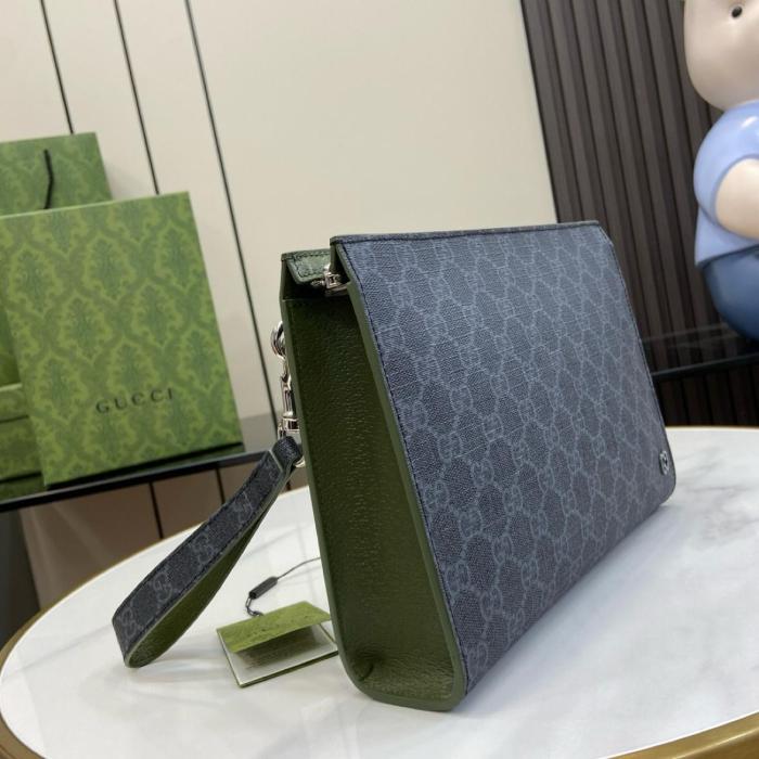 GUCCI Gg Detailed Zipped Clutch Bag 768255FACQC1048 size 26*6*18 cm