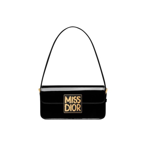 DIOR Miss Dior Patent Leather Calfskin Handbag Shoulder Bag Women's Black M2610UWIS-M900 size 22*6*11 cm