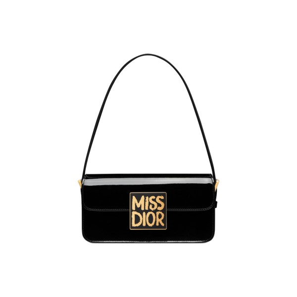 DIOR Miss Dior Patent Leather Calfskin Handbag Shoulder Bag Women's Black M2610UWIS-M900 size 22*6*11 cm