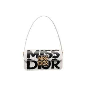 DIOR Miss Dior Calfskin Handbag Shoulder Bag Women's White & Black M2610UZCJ-M933 size 22*6*11 cm