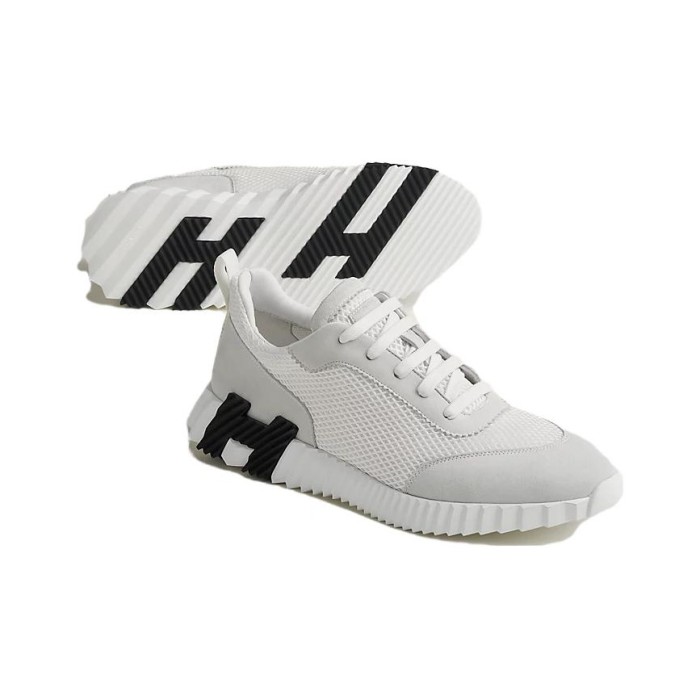HERMES Bouncing Low-Top Casual Shoes Men's White