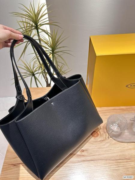 TOD'S Fringe Detailed T Logo Plaque Tote Bag XBWAPAF9100QNKB999 size 29*19.5*18cm