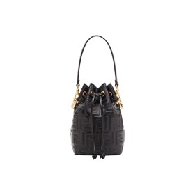 FENDI Mon Tresor Calfskin Bucket Bags Shoulder Bag Crossbody Bag Handbag Mini Women's Black 8BS010-A3ZG-F0KUR size 12*10*18 cm