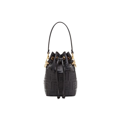 FENDI Mon Tresor Calfskin Bucket Bags Shoulder Bag Crossbody Bag Handbag Mini Women's Black 8BS010-A3ZG-F0KUR size 12*10*18 cm