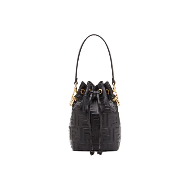 FENDI Mon Tresor Calfskin Bucket Bags Shoulder Bag Crossbody Bag Handbag Mini Women's Black 8BS010-A3ZG-F0KUR size 12*10*18 cm