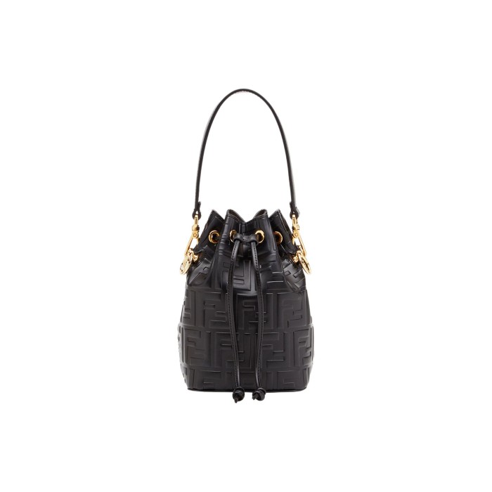 FENDI Mon Tresor Calfskin Bucket Bags Shoulder Bag Crossbody Bag Handbag Mini Women's Black 8BS010-A3ZG-F0KUR size 12*10*18 cm