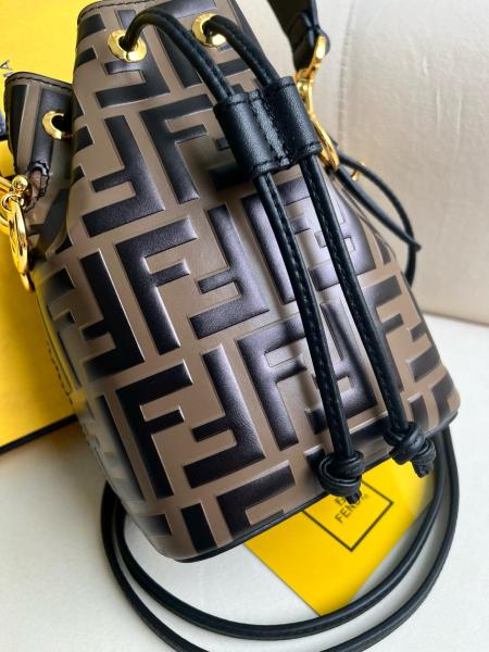 FENDI Mon Tresor Calfskin Bucket Bags Shoulder Bag Crossbody Bag Handbags Mini Women's Brown 8BS010A659F13VK size 12*10*18cm 