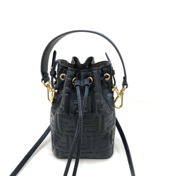 FENDI Mon Tresor Calfskin Bucket Bags Shoulder Bag Crossbody Bag Handbag Mini Women's Black 8BS010-A3ZG-F0KUR size 12*10*18 cm