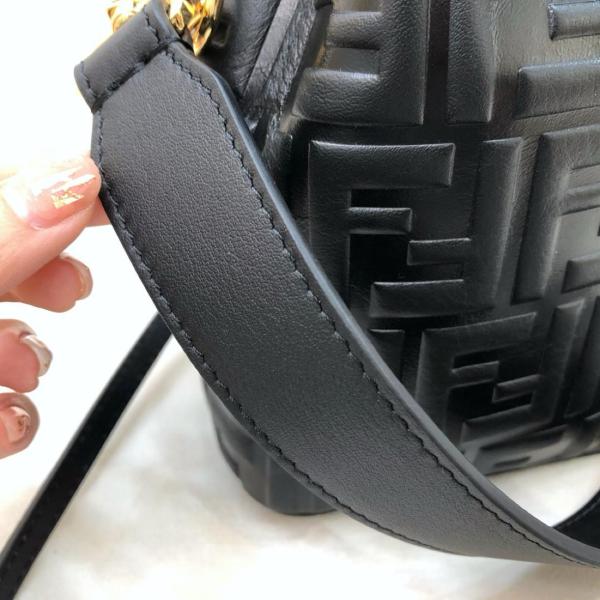 FENDI Mon Tresor Calfskin Bucket Bags Shoulder Bag Crossbody Bag Handbag Mini Women's Black 8BS010-A3ZG-F0KUR size 12*10*18 cm