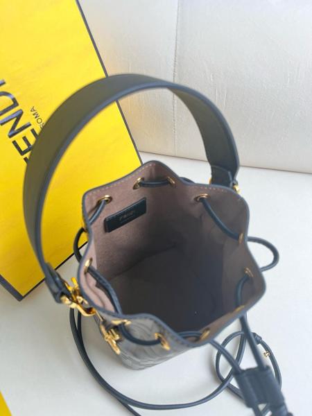 FENDI Mon Tresor Calfskin Bucket Bags Shoulder Bag Crossbody Bag Handbags Mini Women's Brown 8BS010A659F13VK size 12*10*18cm 