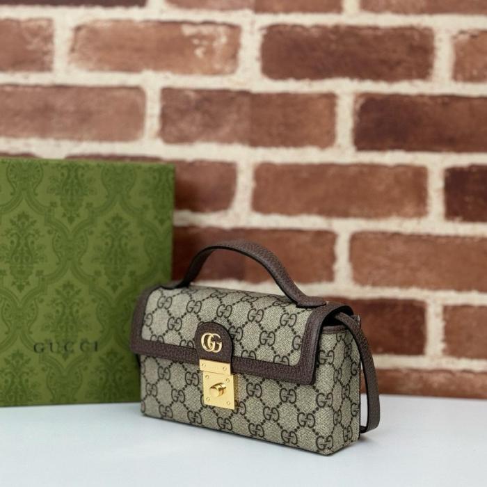 GUCCI Ophidia Canvas With Leather Shoulder Bag Mini Women's Beige & Ebony 772314-K9GSG-8367 size 18*5*10 cm