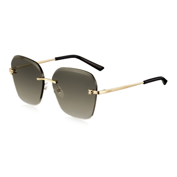 CARTIER Metal Gold-Plated Irregular Shape Sunglasses Women's Gold