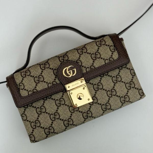 GUCCI Ophidia Canvas With Leather Shoulder Bag Mini Women's Beige & Ebony 772314-K9GSG-8367 size 18*5*10 cm