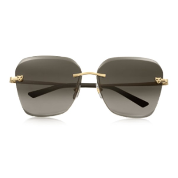 CARTIER Metal Gold-Plated Irregular Shape Sunglasses Women's Gold