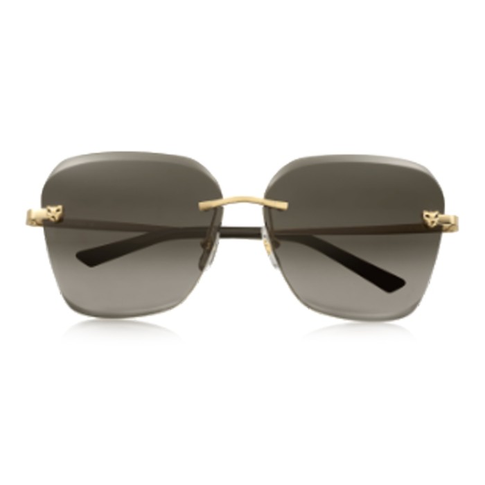 CARTIER Metal Gold-Plated Irregular Shape Sunglasses Women's Gold