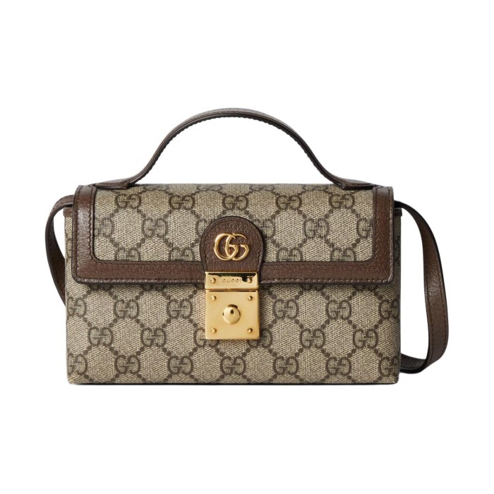 GUCCI Ophidia Canvas With Leather Shoulder Bag Mini Women's Beige & Ebony 772314-K9GSG-8367 size 18*5*10 cm