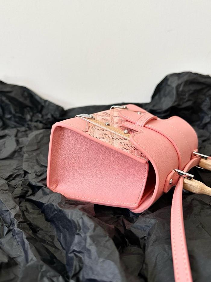 GOYARD Saigon Canvas With Calfskin Shoulder Bag Crossbody Bag Handbag Mini Women's Pink SAIGOBNANTY-42CL42P size 14.5*7*11.5 cm