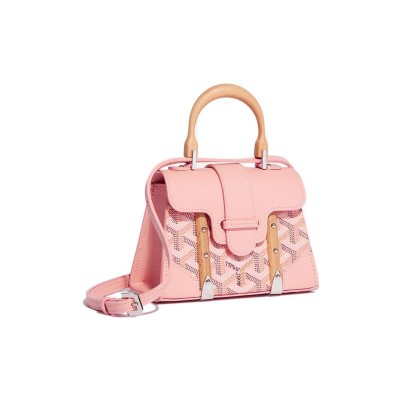 GOYARD Saigon Canvas With Calfskin Shoulder Bag Crossbody Bag Handbag Mini Women's Pink SAIGOBNANTY-42CL42P size 14.5*7*11.5 cm