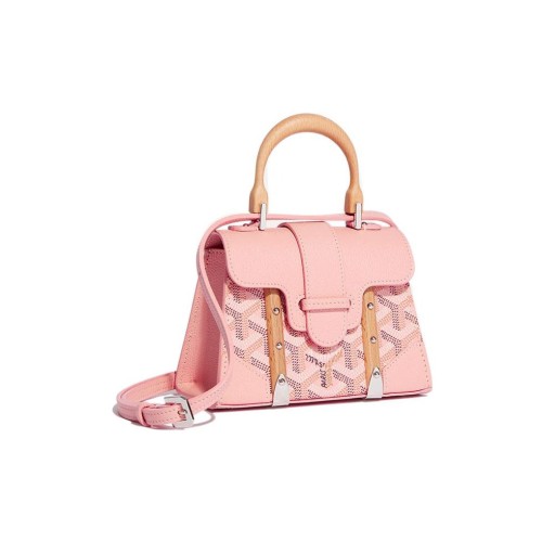 GOYARD Saigon Canvas With Calfskin Shoulder Bag Crossbody Bag Handbag Mini Women's Pink SAIGOBNANTY-42CL42P size 14.5*7*11.5 cm