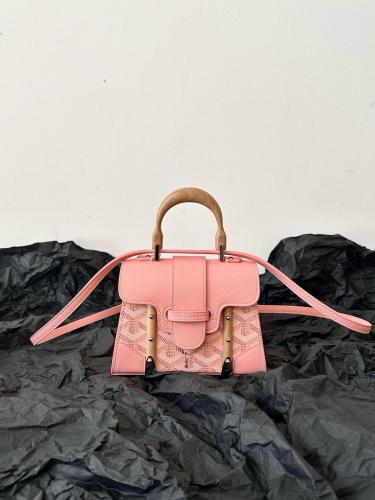GOYARD Saigon Canvas With Calfskin Shoulder Bag Crossbody Bag Handbag Mini Women's Pink SAIGOBNANTY-42CL42P size 14.5*7*11.5 cm