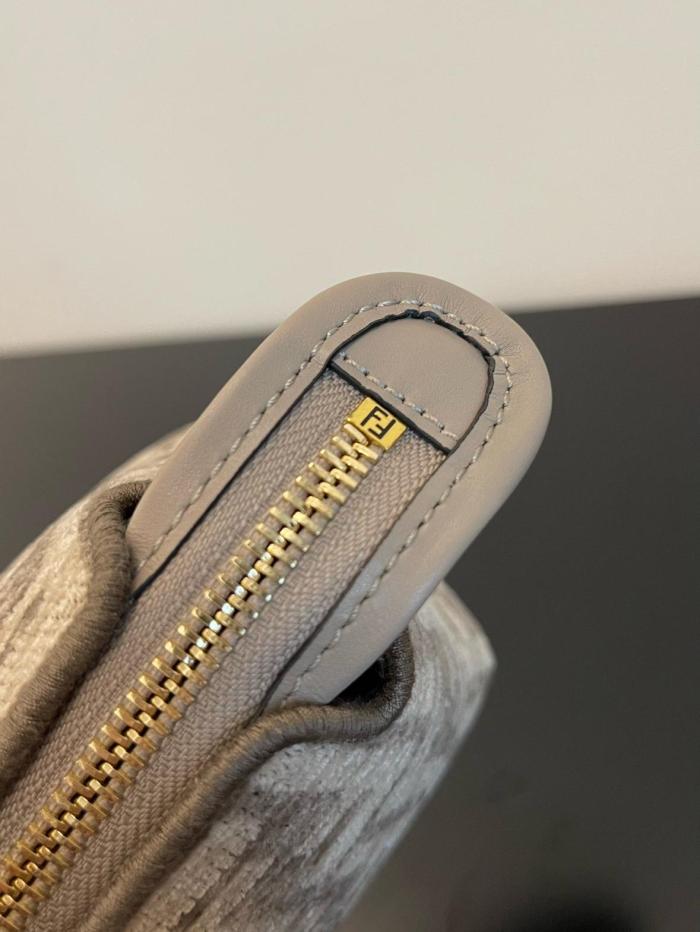 FENDI Fabric Cow Leather Patchwork Boston Bag Handbag Shoulder Bag Crossbody Bag Mini Women's Dark Gray 8BS067-AL9Q-F1IQR size 20.5*9*12 cm 