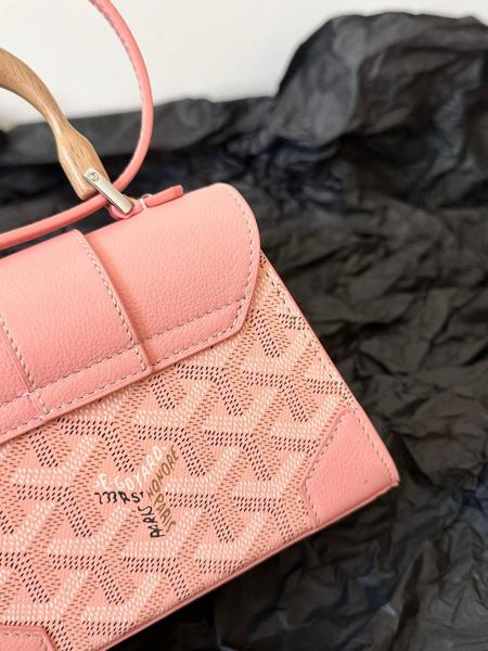 GOYARD Saigon Canvas With Calfskin Shoulder Bag Crossbody Bag Handbag Mini Women's Pink SAIGOBNANTY-42CL42P size 14.5*7*11.5 cm