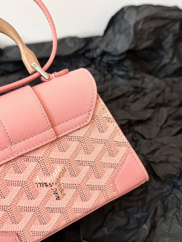 GOYARD Saigon Canvas With Calfskin Shoulder Bag Crossbody Bag Handbag Mini Women's Pink SAIGOBNANTY-42CL42P size 14.5*7*11.5 cm